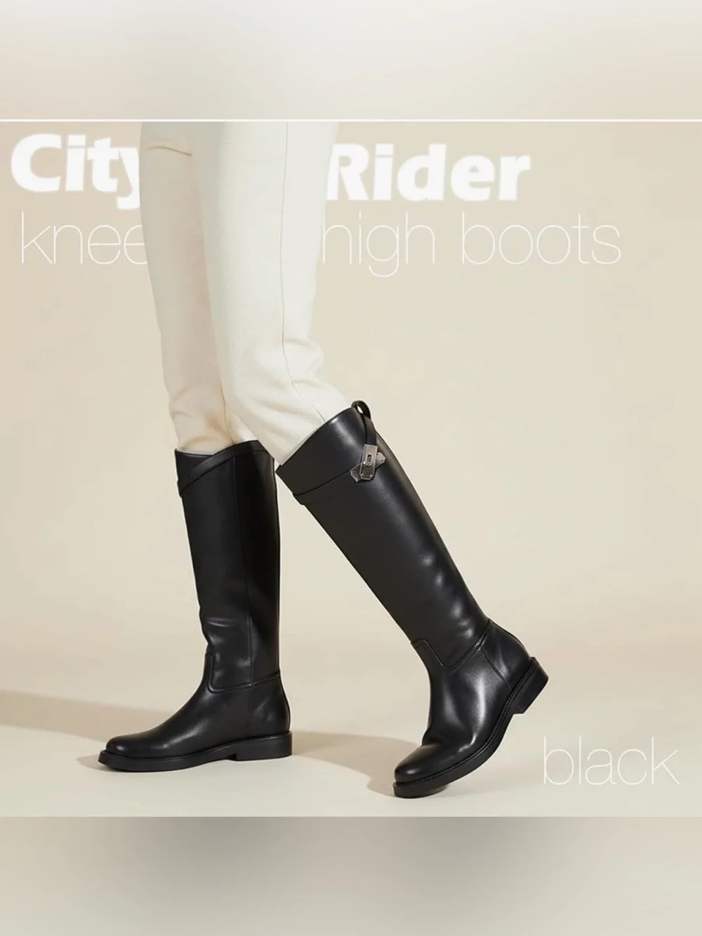 Classic Designer Inspired Black Tall Riding Boots - Women's